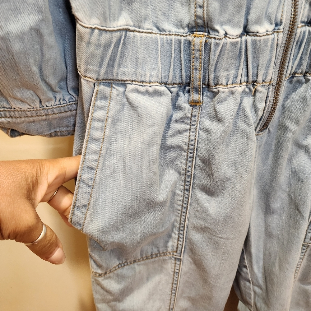 GABRIELLE UNION By New York & Co. Light Blue Denim Jumpsuit XS - Picture 4 of 12